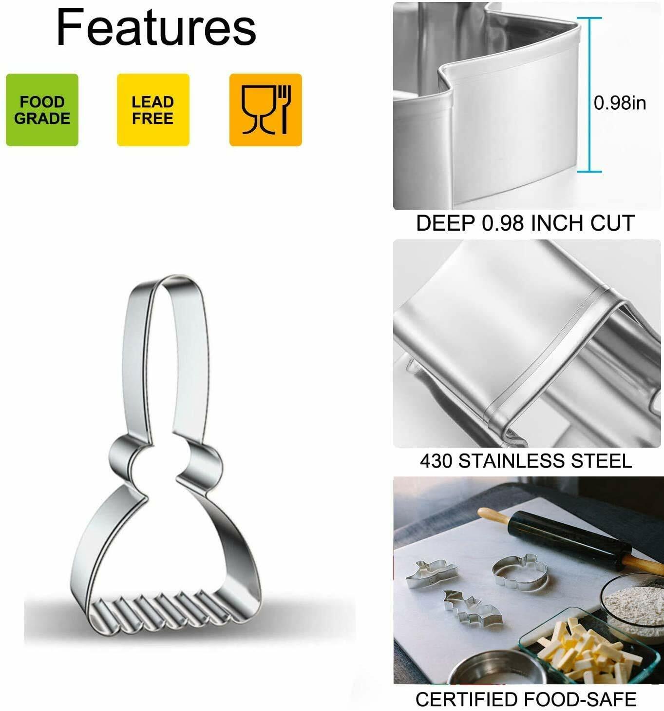 Halloween Cookie Cutters Set - 8 PCS Stainless Steel Witch Hat Pumpkin Ghost Bat