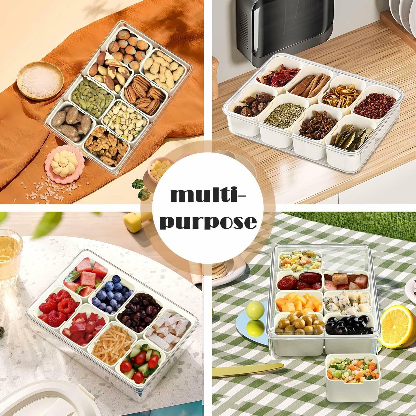 TagRecove Snack Box Container with Lid and Handle Portable Organizer