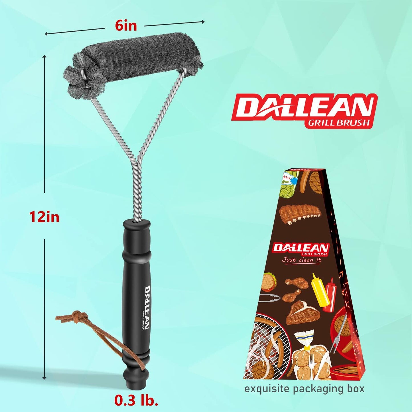DALLEAN BBQ Grill Brush Durable Rust Resistant Bristles Outdoor Cleaning Tool