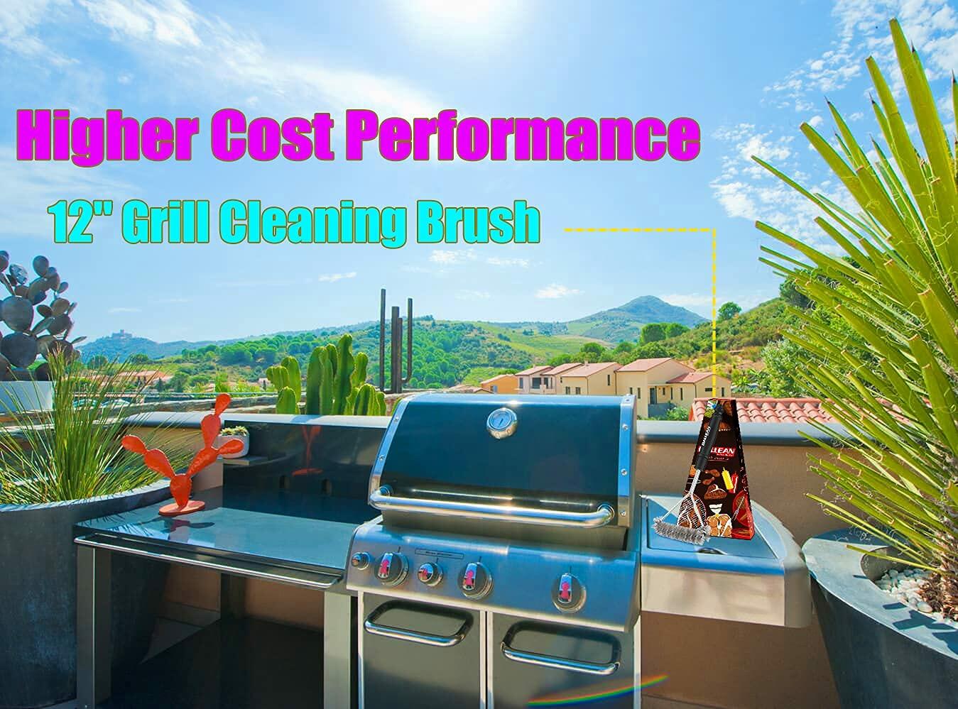 DALLEAN BBQ Grill Brush Durable Rust Resistant Bristles Outdoor Cleaning Tool