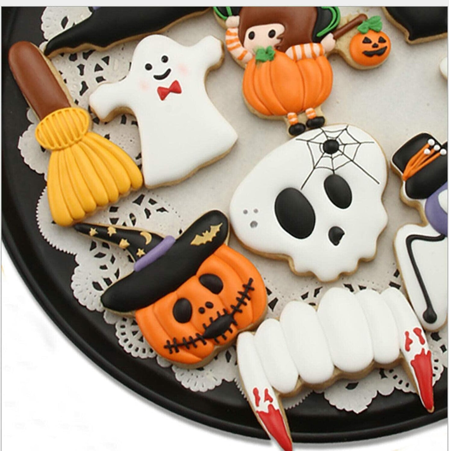 Halloween Cookie Cutters Set - 8 PCS Stainless Steel Witch Hat Pumpkin Ghost Bat