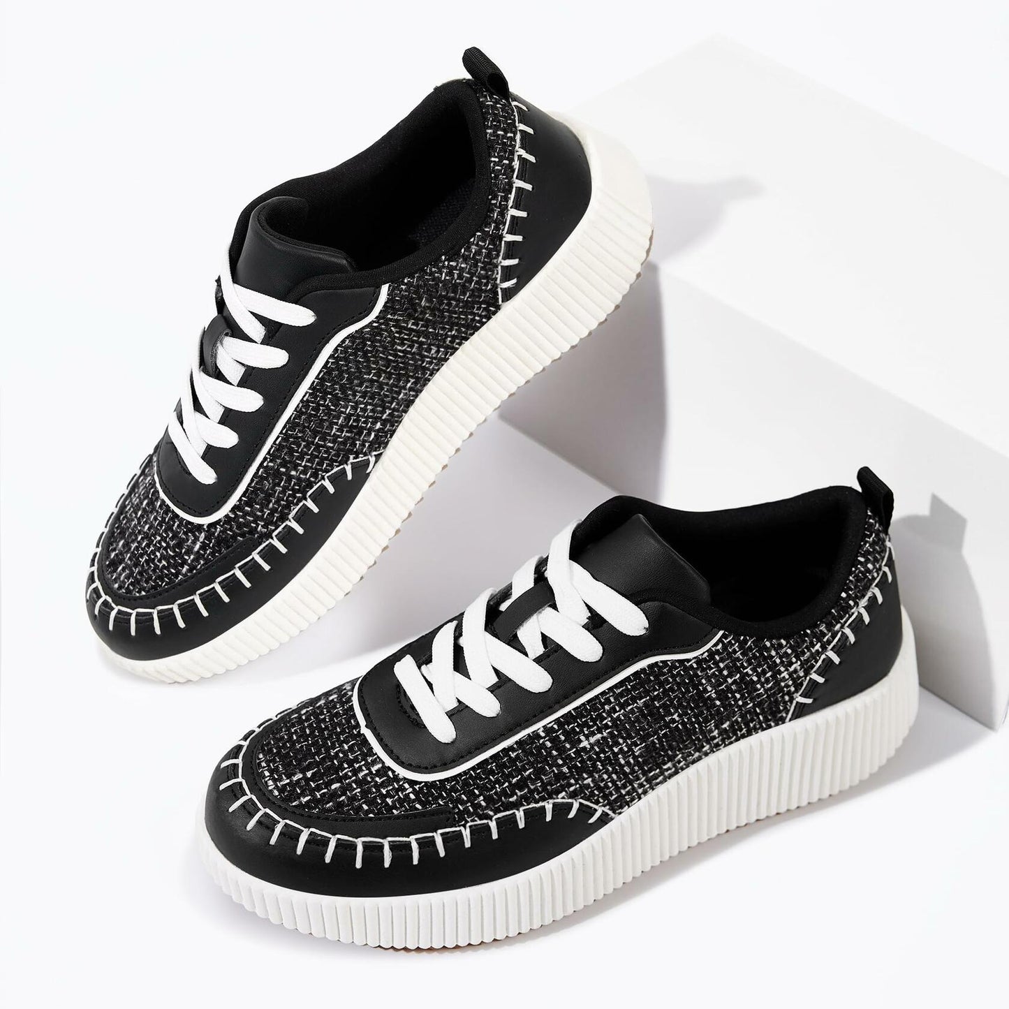 Women's Fashion Sneakers Low Top Casual Comfortable Walking Shoes Size 9