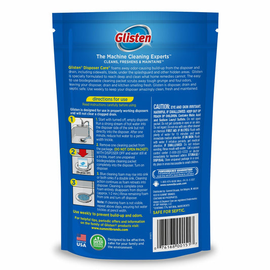 Glisten Garbage Disposal Cleaner Lemon Scent 4.9oz 4 Uses Odor Eliminator