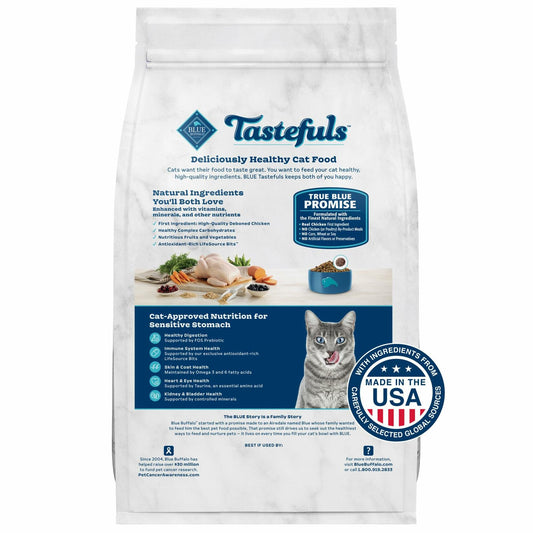 BB01/25 Blue Buffalo Tastefuls Cat Food 3lb Chicken Brown Rice Natural Dry