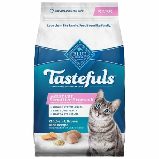 BB01/25 Blue Buffalo Tastefuls Cat Food 3lb Chicken Brown Rice Natural Dry