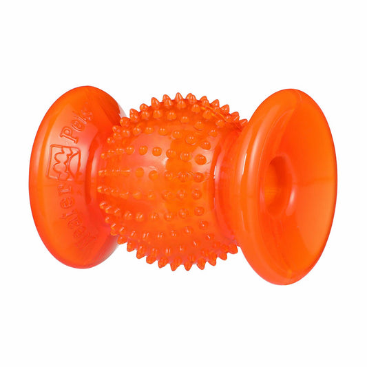 Neater Pet Rolly Cannoli Large Clear Orange Dog Toy Mess Proof Treat Toy