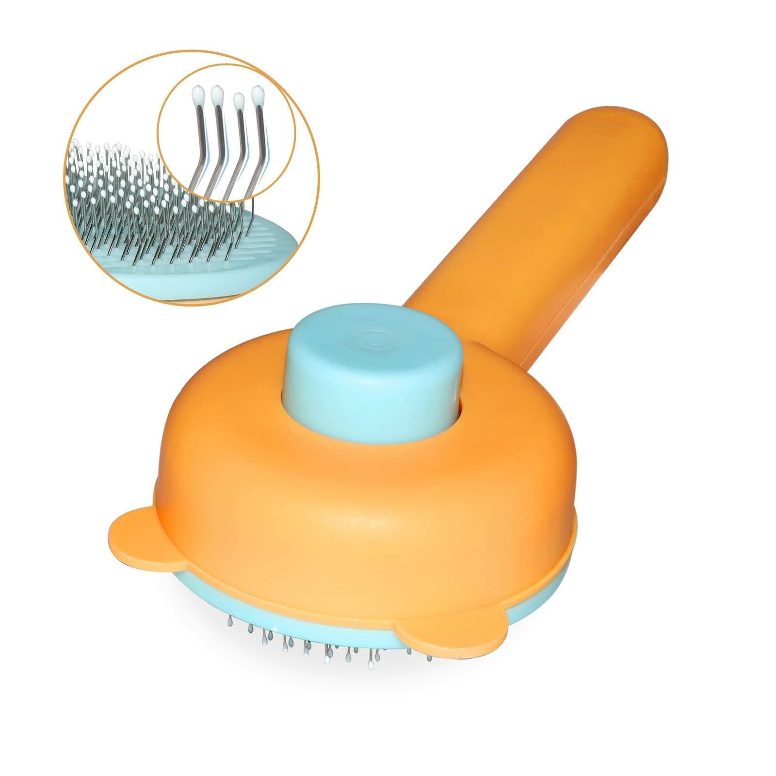 Landwill Pet Brush Yellow Bear Self Cleaning Grooming Tool for Cats & Dogs