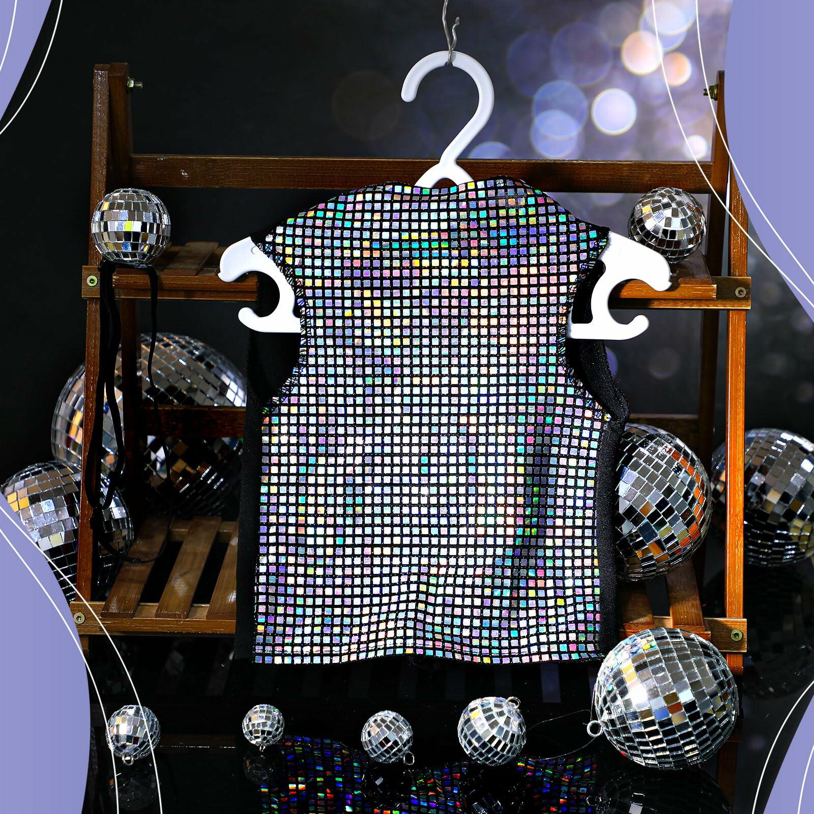 Huhumy Dog Costume Set M Disco Sequins Shirt & Disco Ball Headband