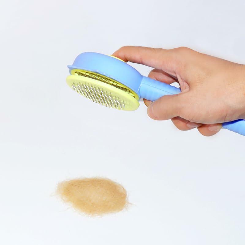 Landwill Pet Brush Yellow Bear Self Cleaning Grooming Tool for Cats & Dogs