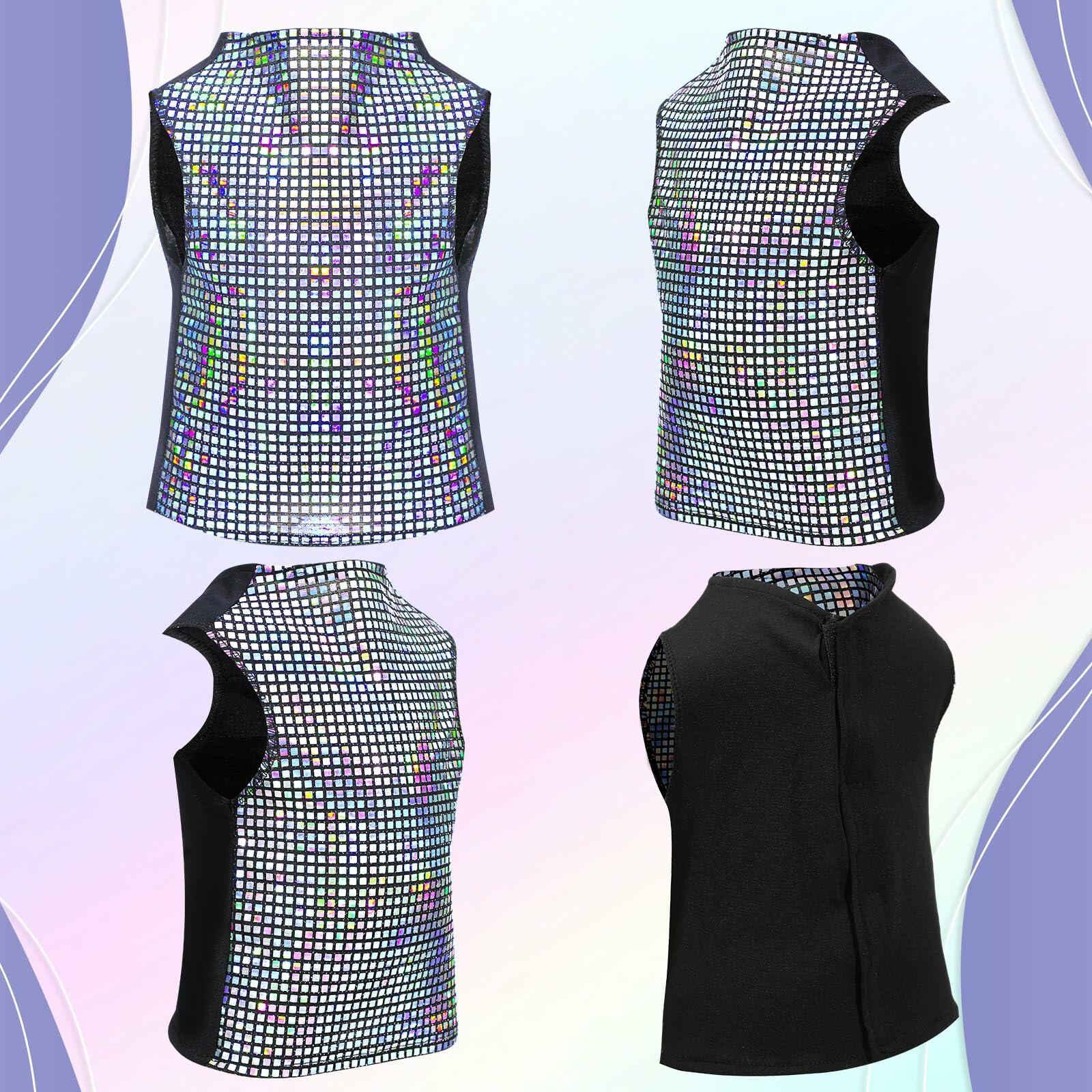 Huhumy Dog Costume Set M Disco Sequins Shirt & Disco Ball Headband