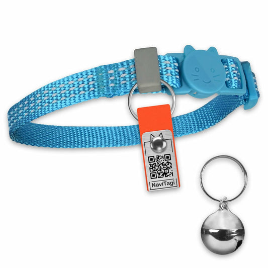 NaviTagi Cat Breakaway Reflective Soft Collar XS with Light Tag Bell Adjustable