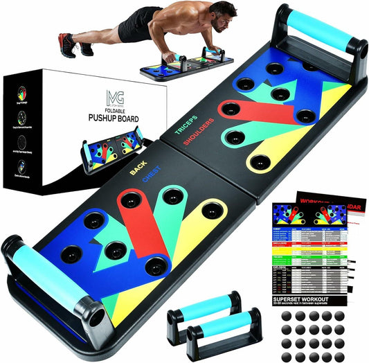 [Like_new] MG Push Up Board with 5 Resistance Bands & Jump Rope - Portable Home Gym Set