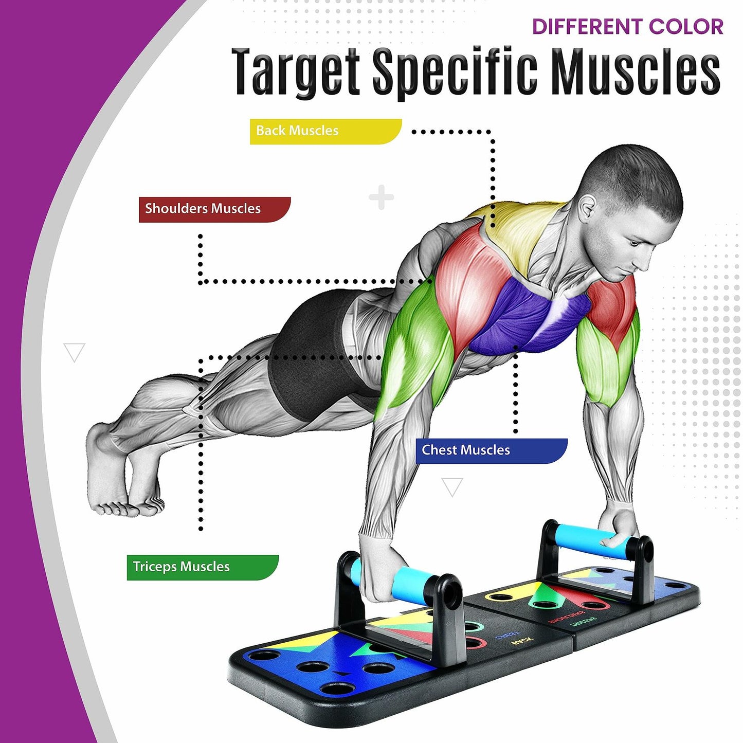 [Like_new] MG Push Up Board with 5 Resistance Bands & Jump Rope - Portable Home Gym Set