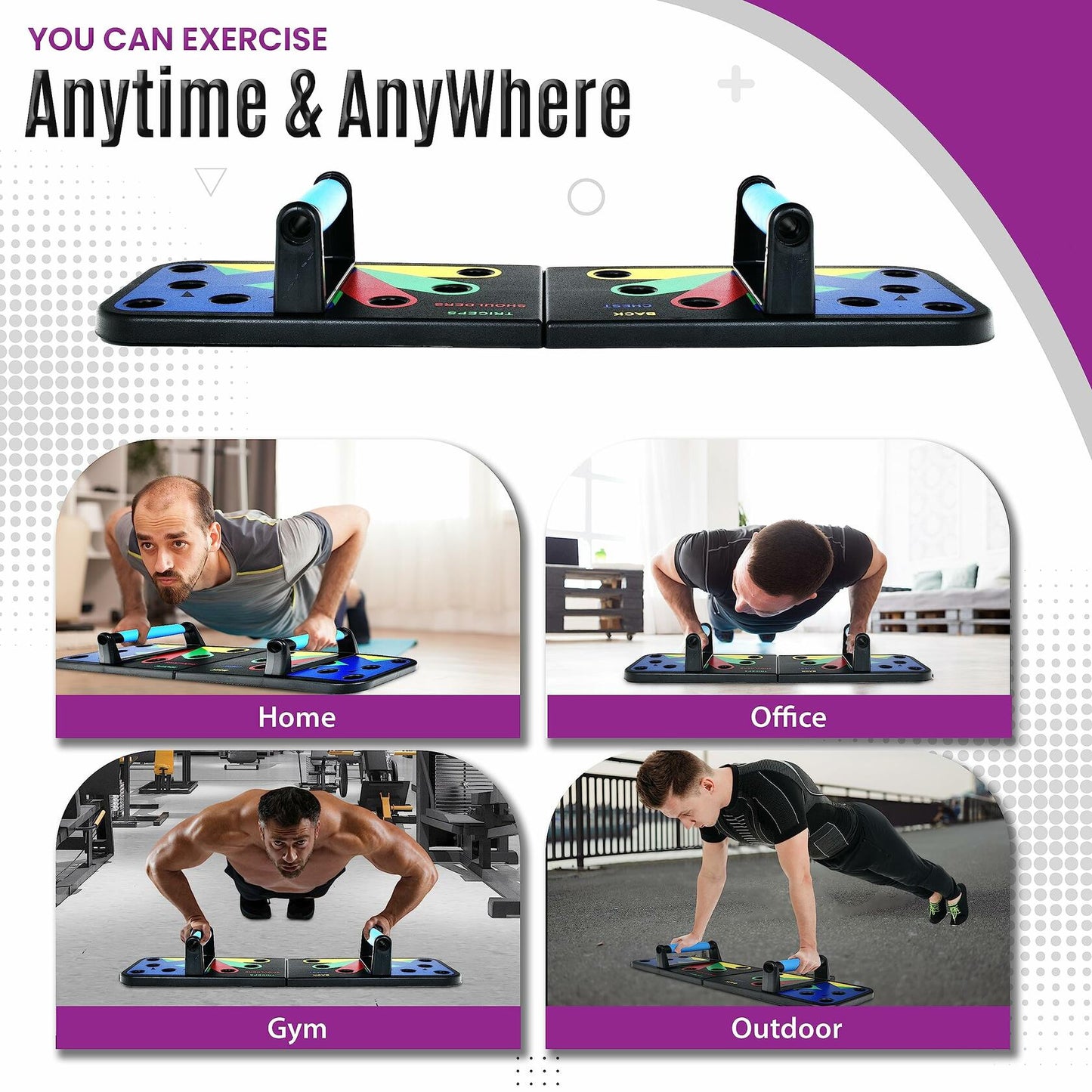 [Like_new] MG Push Up Board with 5 Resistance Bands & Jump Rope - Portable Home Gym Set