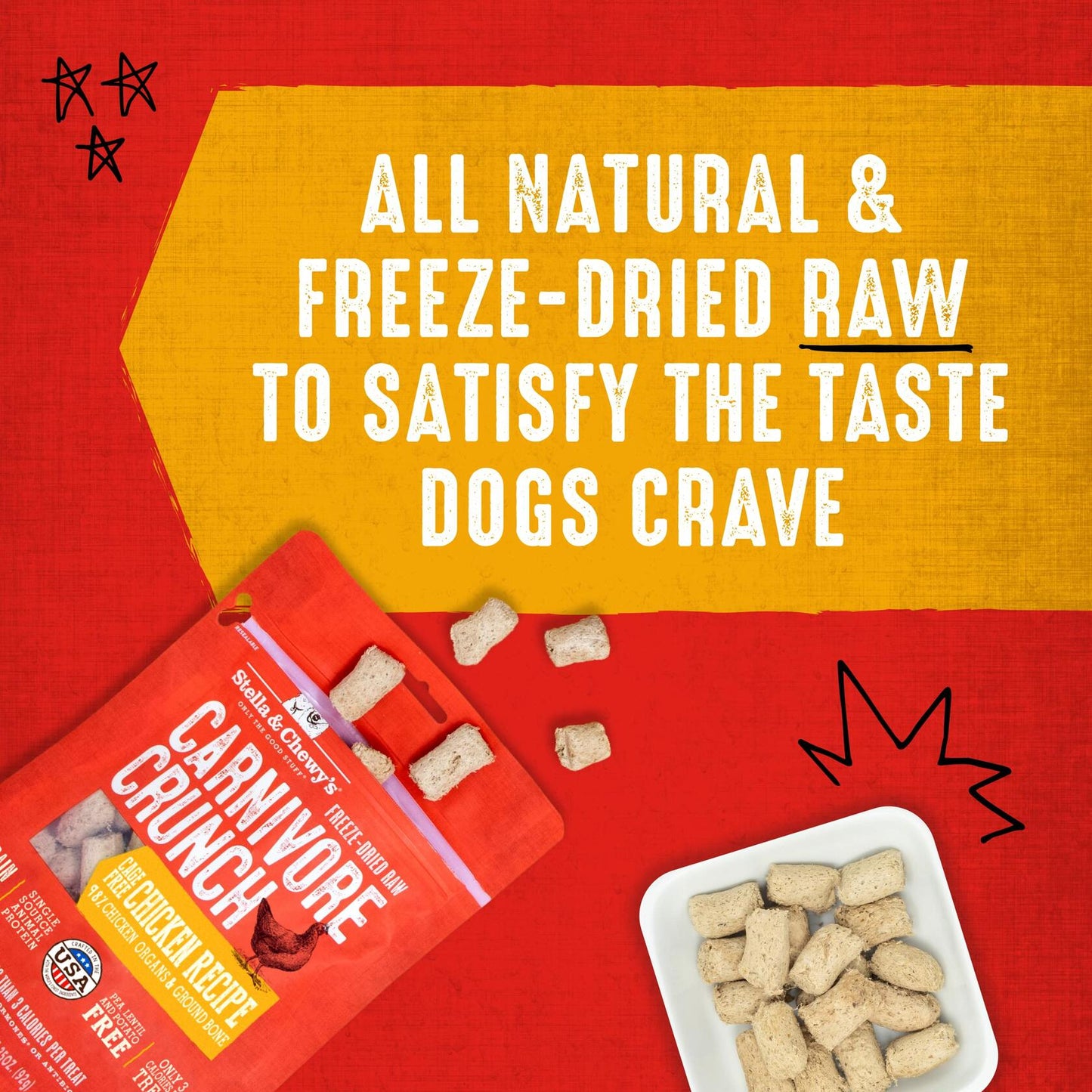 BestBy01/25 Stella & Chewy's Carnivore Crunch Dog Treats Chicken 3.25oz Bag