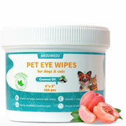 BestBy09/26 MEDUWEDU Dog & Cat Eye Wipes 120 Count Peach Scent Grooming Care