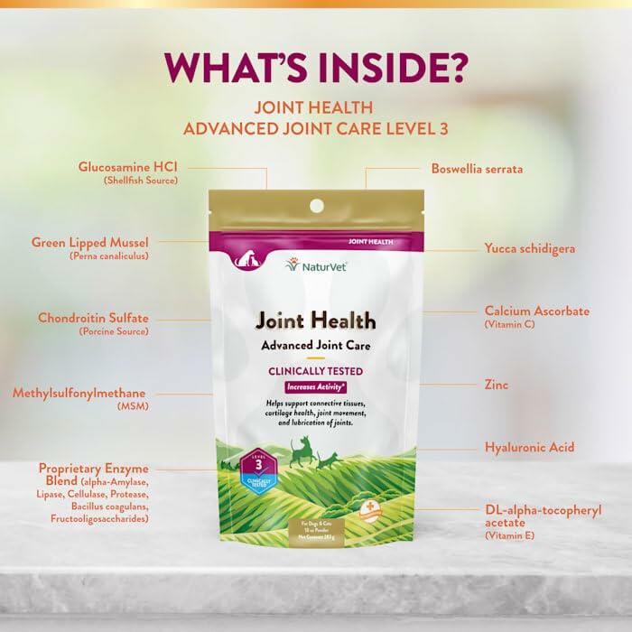 BestBy02/27 NaturVet Advanced Care Joint Health Soft Chews for Dogs & Cats 120ct
