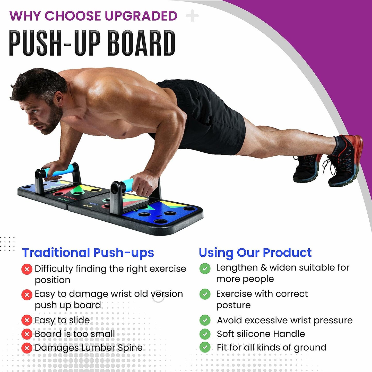 [Like_new] MG Push Up Board with 5 Resistance Bands & Jump Rope - Portable Home Gym Set