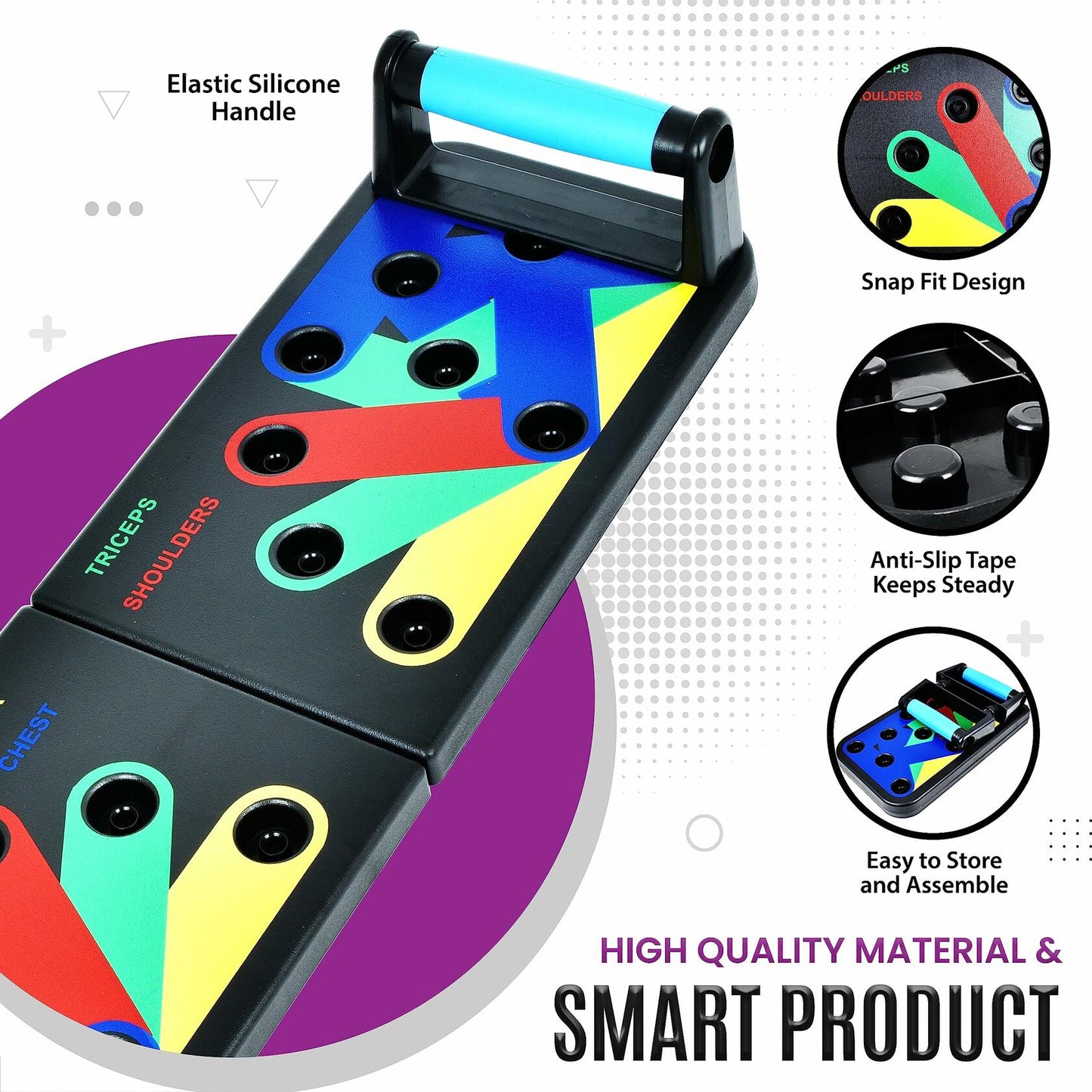 [Like_new] MG Push Up Board with 5 Resistance Bands & Jump Rope - Portable Home Gym Set