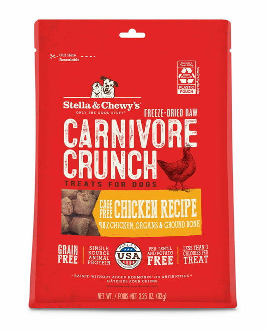 BestBy01/25 Stella & Chewy's Carnivore Crunch Dog Treats Chicken 3.25oz Bag
