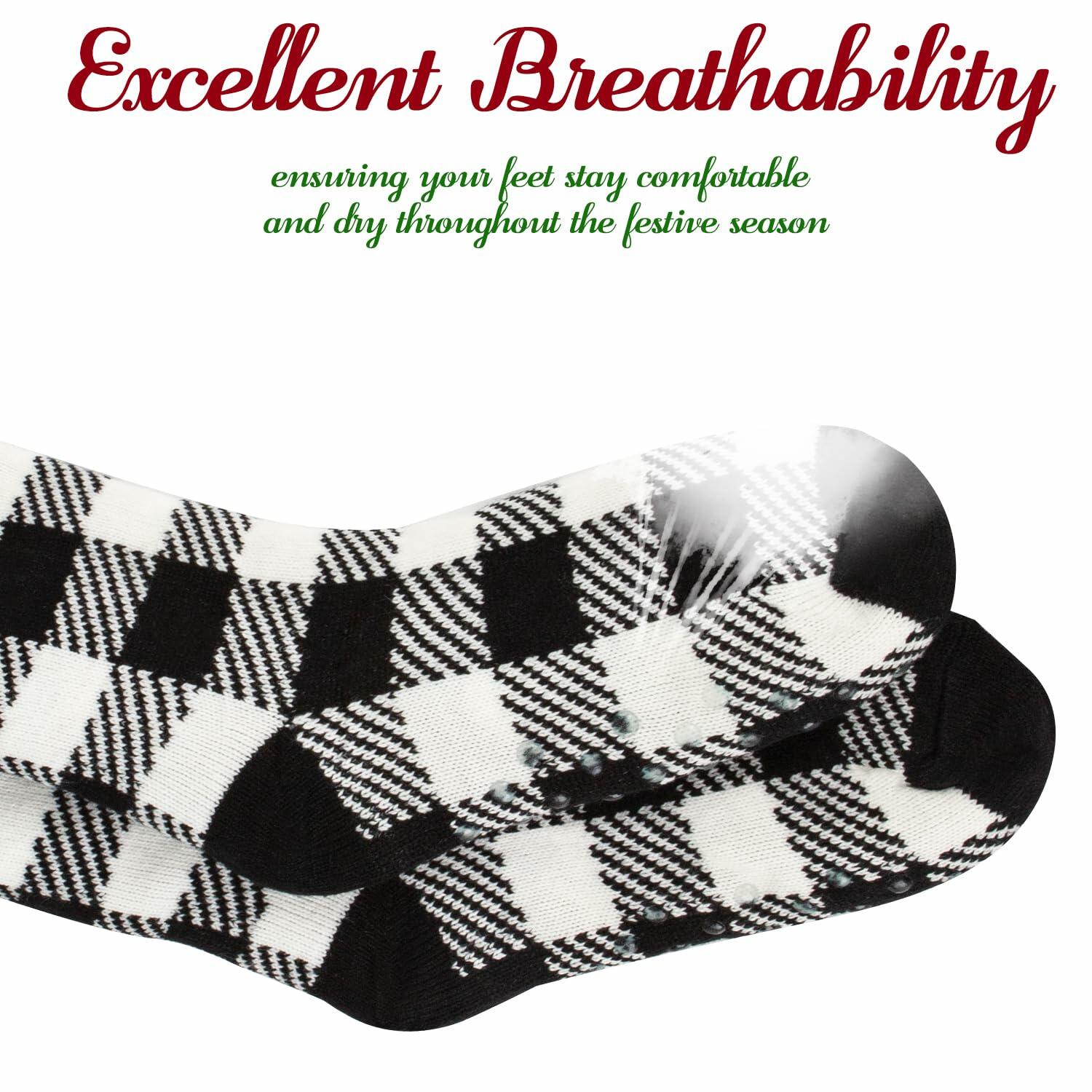 Kiddokids Women's Fuzzy Slipper Socks with Grippers Warm Cozy - One Size