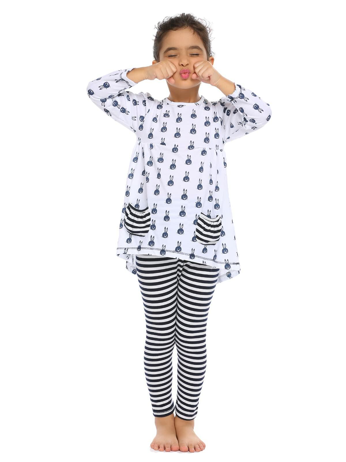 Arshiner Girls Pajama Set 2PC Long Sleeve Top & Leggings 6-7 Years