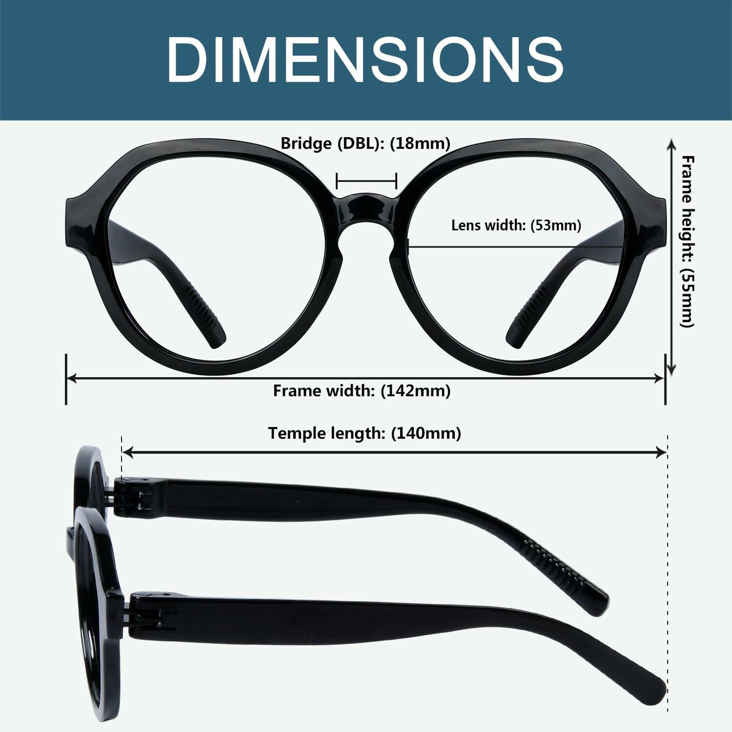 BLUELESS 6-Pack Oversized Reading Glasses +3.50 Metalless Screwless Spring