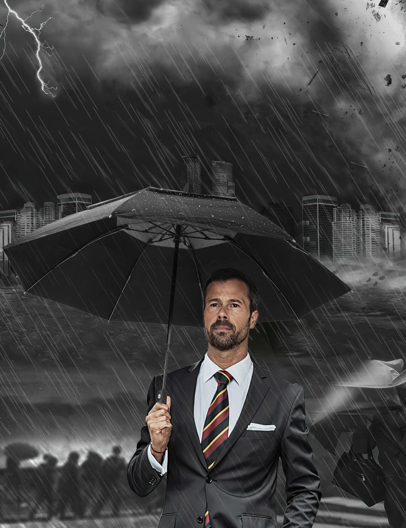 Vuteehy Windproof Folding Umbrella, 16 Ribs, Auto Open Close, Black Compact