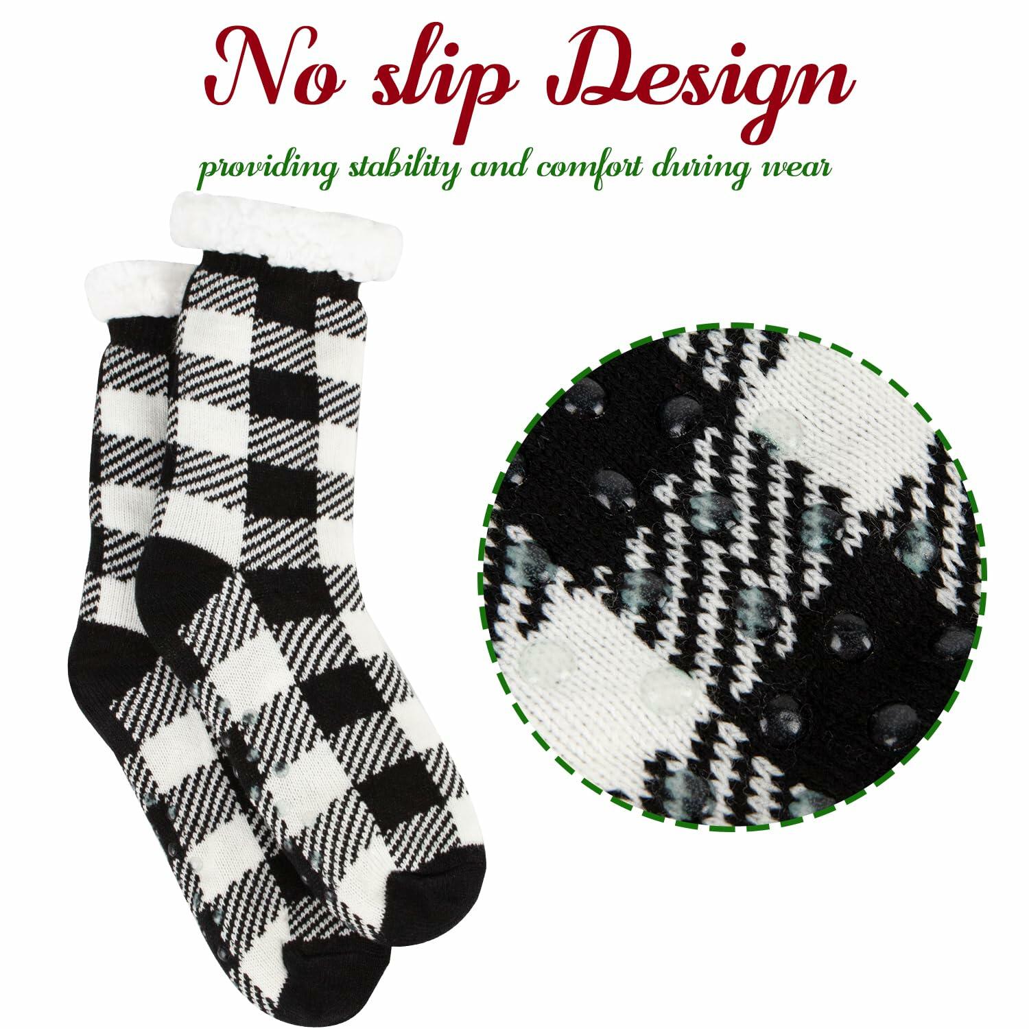 Kiddokids Women's Fuzzy Slipper Socks with Grippers Warm Cozy - One Size