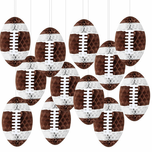 Retisee 12pcs 12in Football Honeycomb Lanterns Hanging Decorations Sport Party