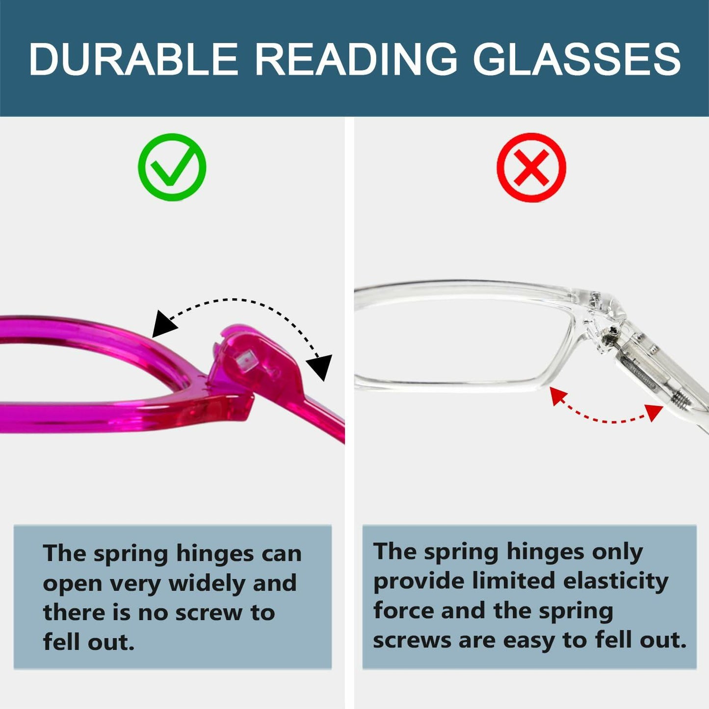 BLUELESS 6-Pack Oversized Reading Glasses +3.50 Metalless Screwless Spring