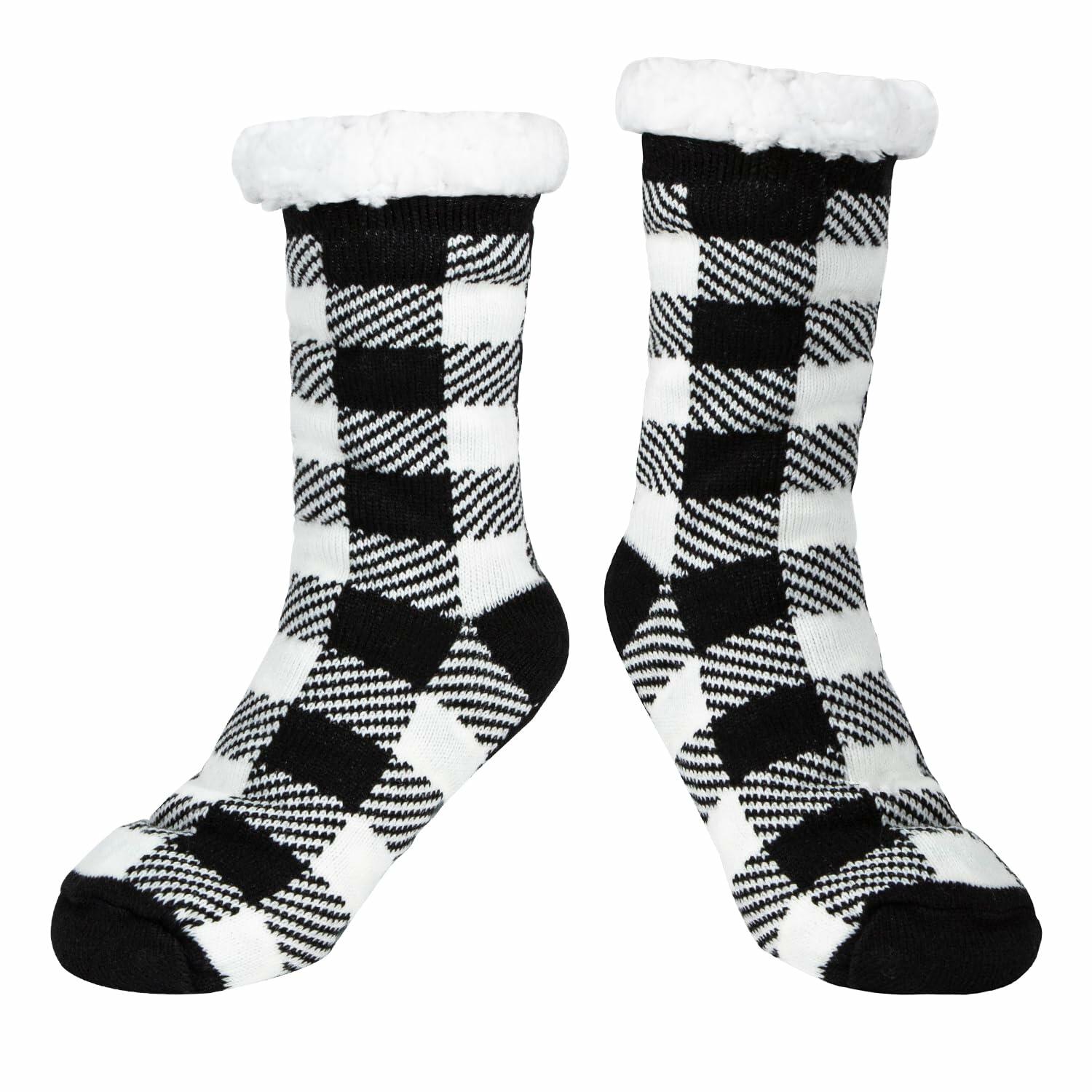 Kiddokids Women's Fuzzy Slipper Socks with Grippers Warm Cozy - One Size