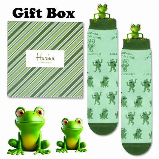 Huahui Frog Socks Unisex Cute Animal Socks Gift Box for Frog Lovers