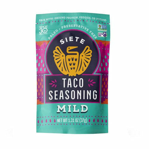 BestBy06/25 Siete Mild Taco Seasoning 1.31oz Packet Vegan Gluten Free Grain Free