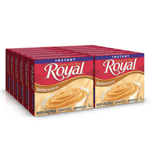 BB08/25 Royal Instant Pudding Mix Butterscotch Fat Free 12x1.8oz Boxes