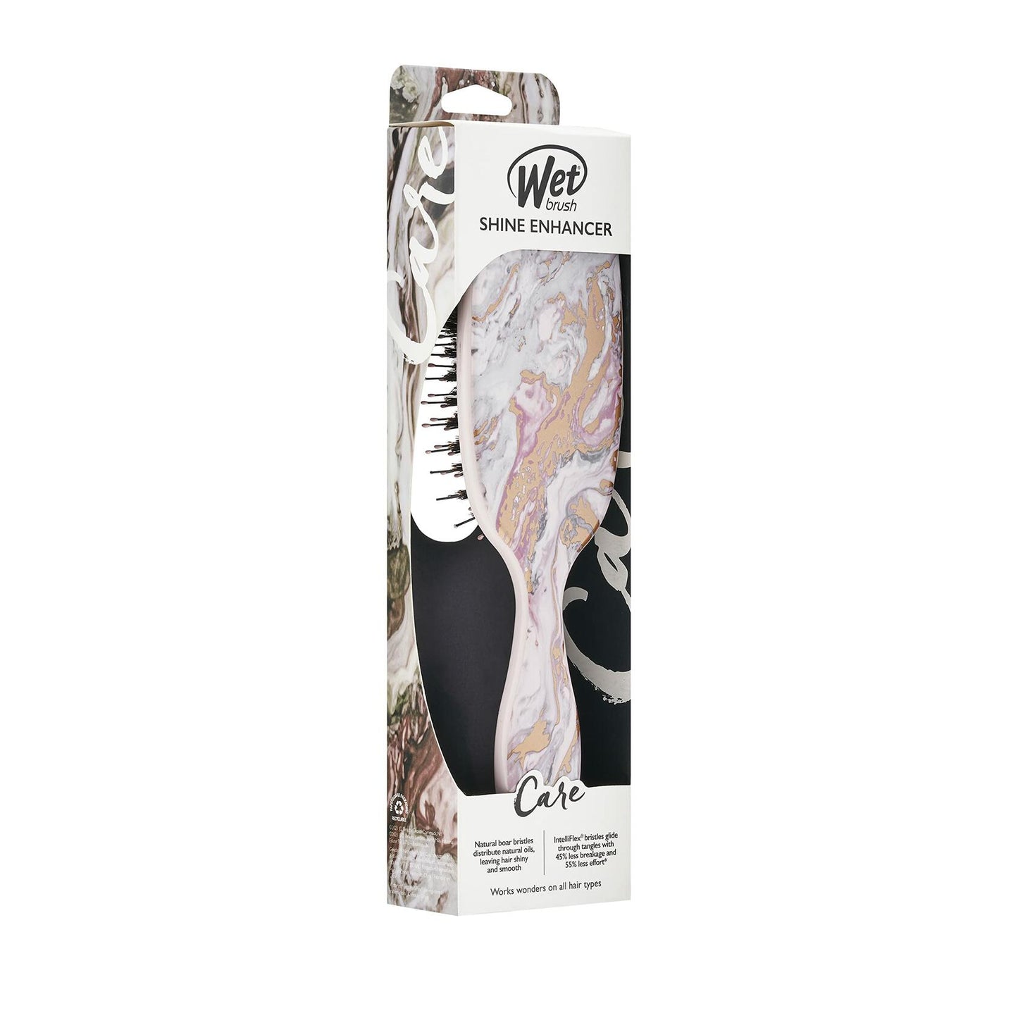 Wet Brush Marble Bronze Shine Enhancer Paddle Brush - Detangler with Argan Oil