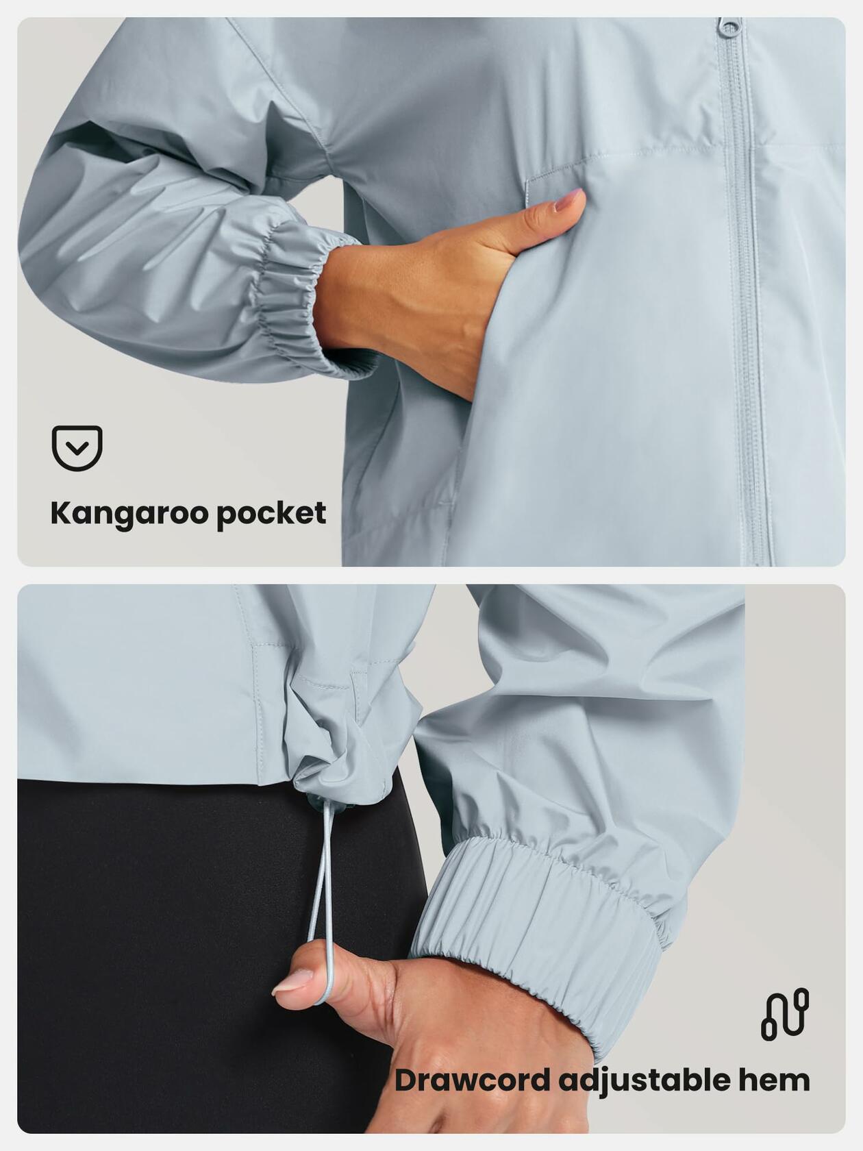 GYM RAINBOW Womens Waterproof Windbreaker Jacket Blue Size M