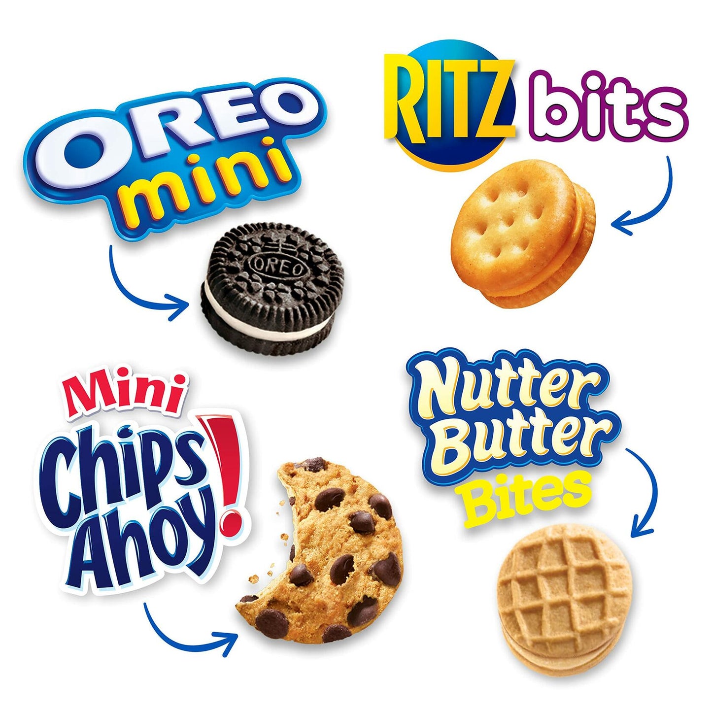 Nabisco Variety Pack 15 Bags Oreo Mini, Chips Ahoy, Nutter Butter, Ritz New