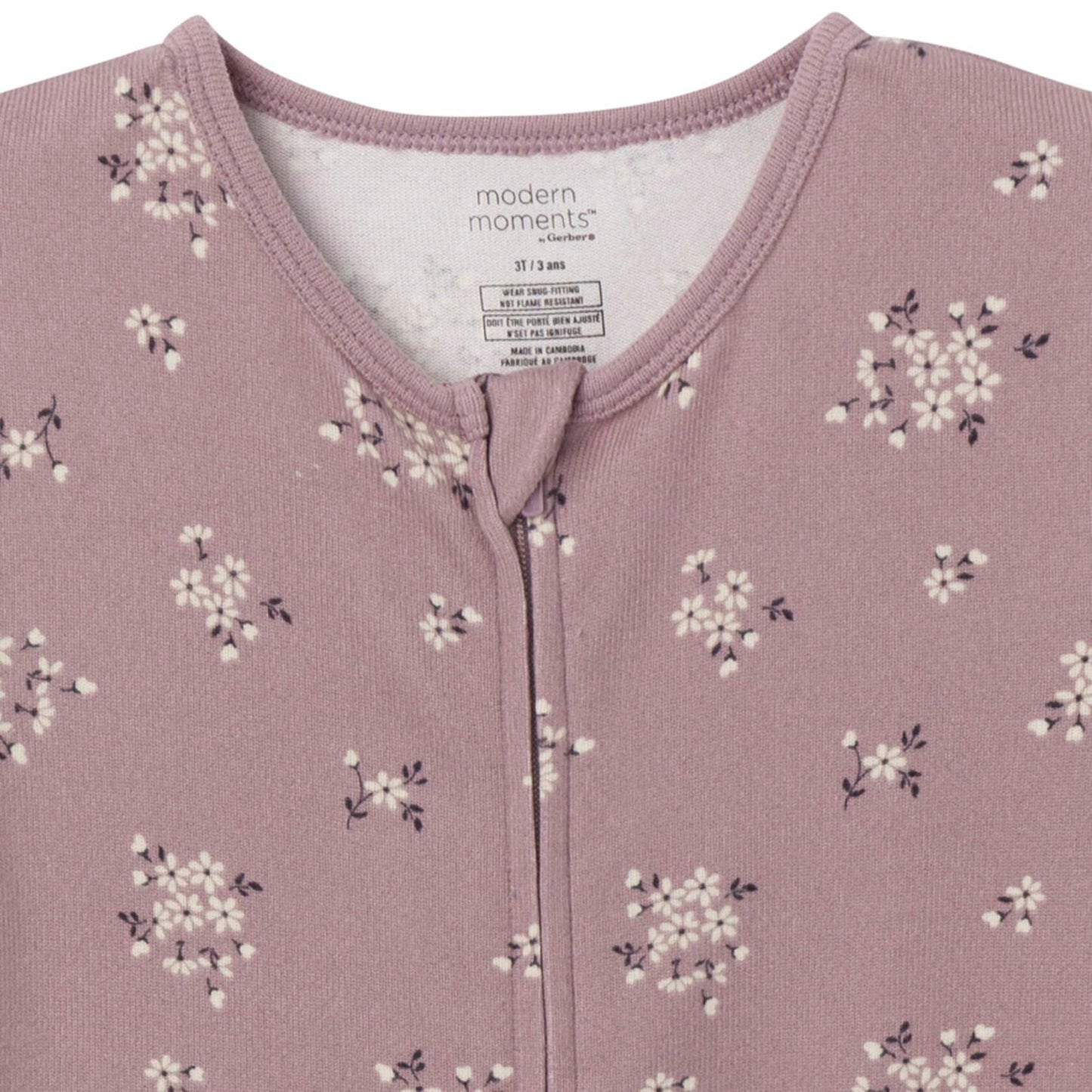Gerber Modern Moments Baby Footless Pajamas Lilac Posies Size 4T