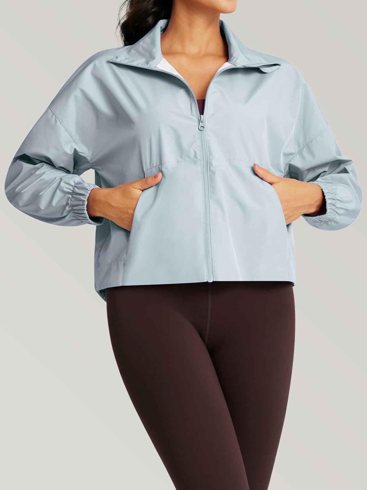 GYM RAINBOW Womens Waterproof Windbreaker Jacket Blue Size M