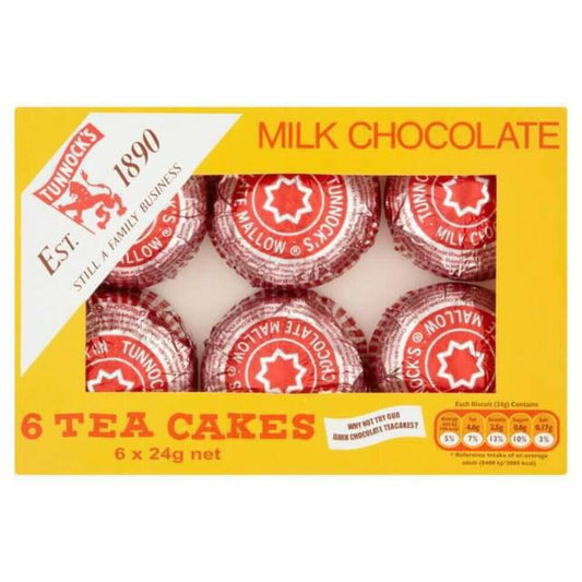 BB01/25 Tunnock's Tea Cakes Milk Chocolate 6 Pack 24g Sweet Treat
