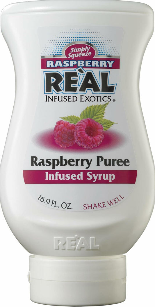 Real Infused Exotics Raspberry Syrup 16.9 fl oz Puree Squeezable Bottle