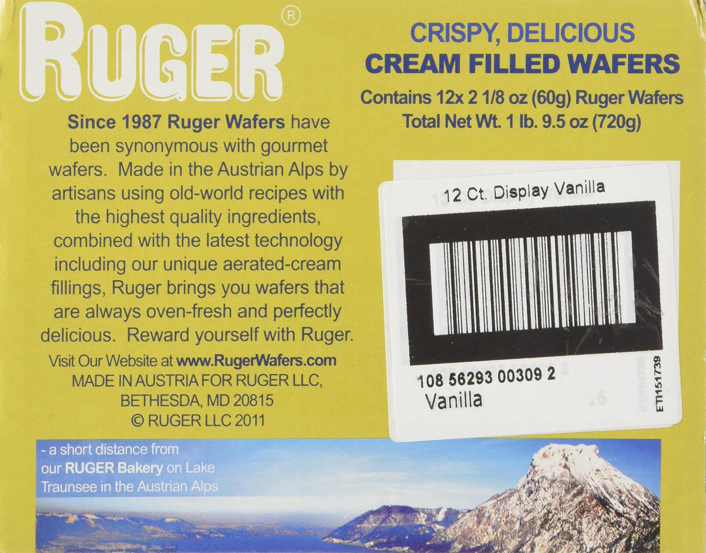 Ruger Vanilla Austrian Wafers 2.125 oz Pack of 12 - Classic Snack