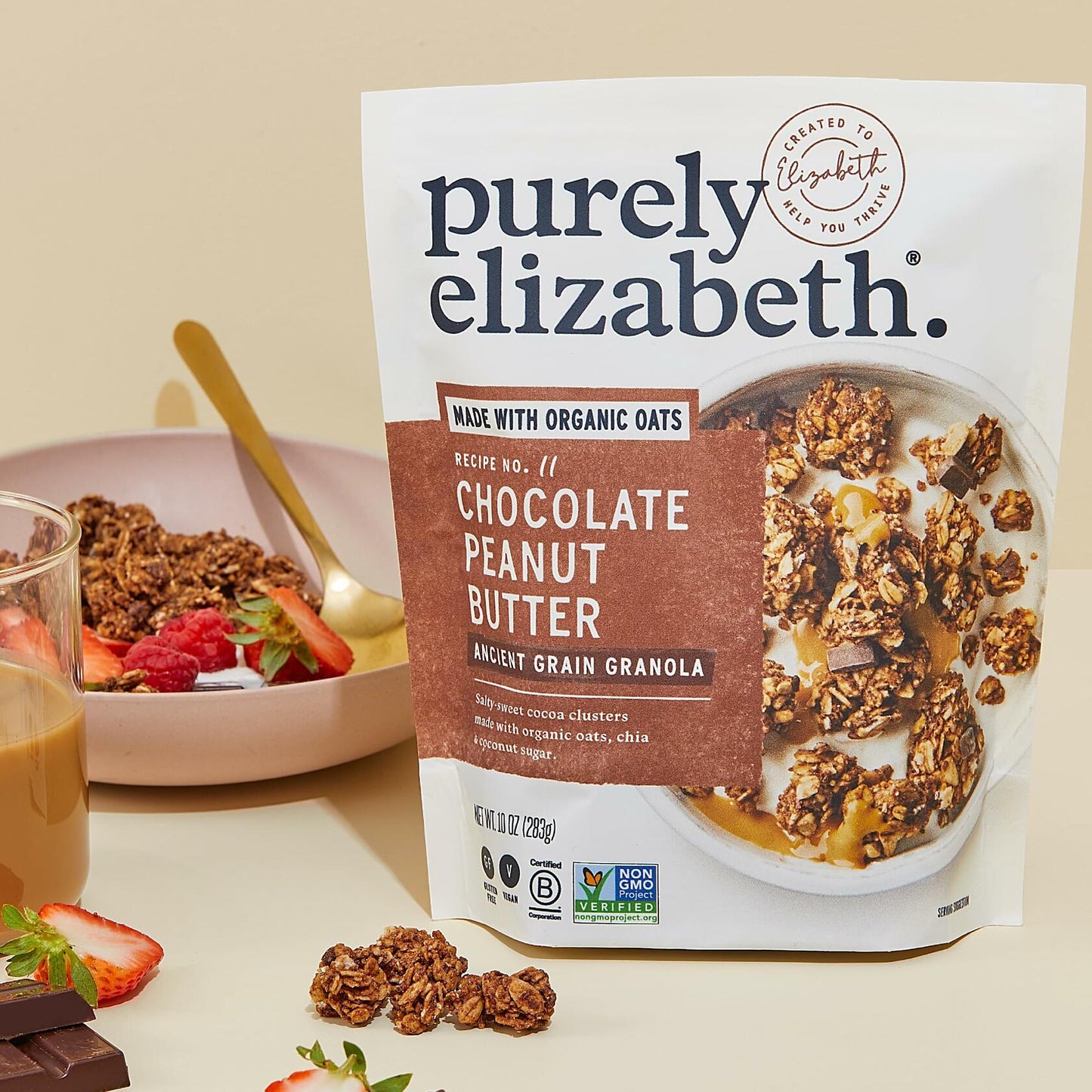 BestBy02/25 Purely Elizabeth Chocolate Peanut Butter Granola Gluten-Free Non-GMO
