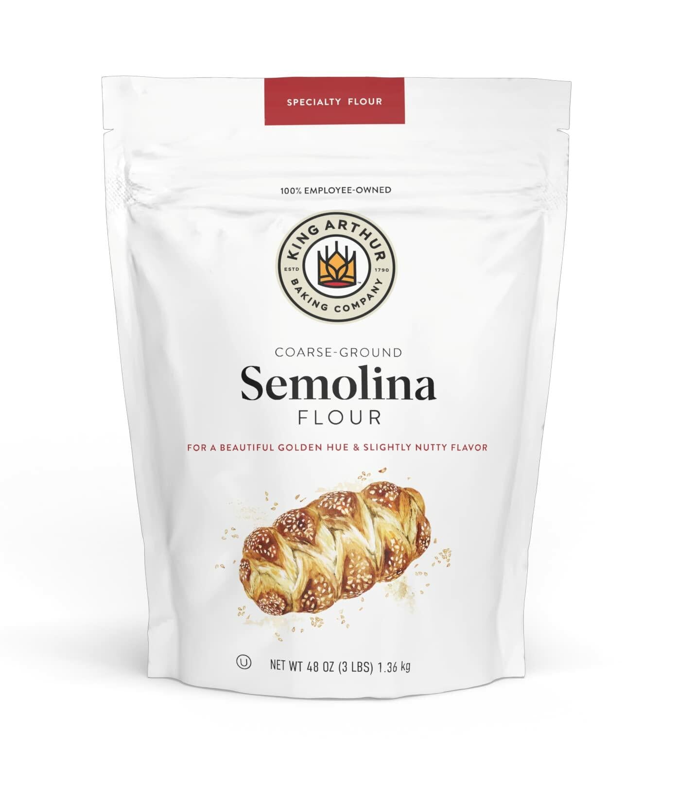 BestBy04/25 King Arthur Semolina Flour 3 lbs Coarse Ground High Protein Kosher