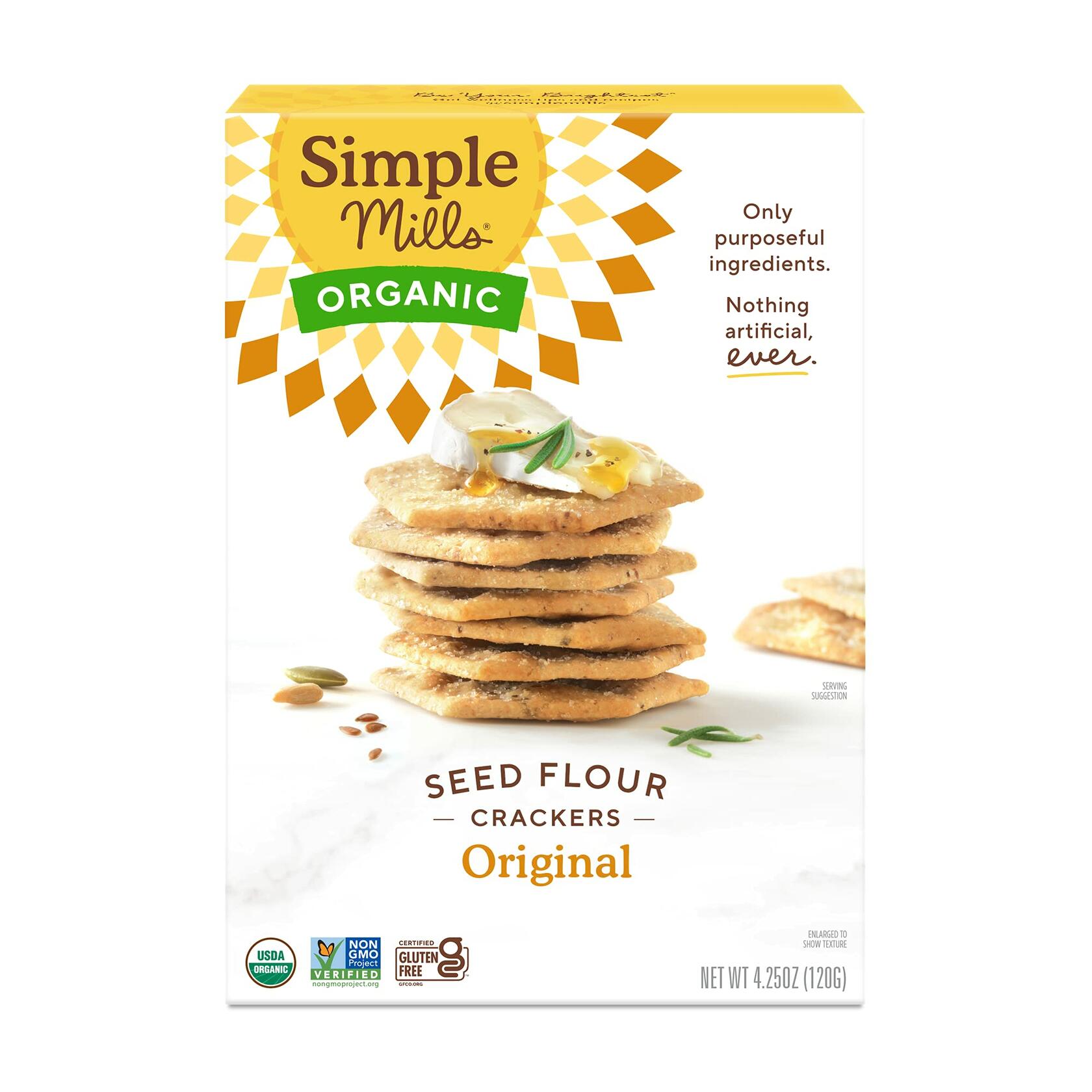 BestBy04/25 Simple Mills Organic Seed Crackers Original Gluten Free Vegan 4.25oz