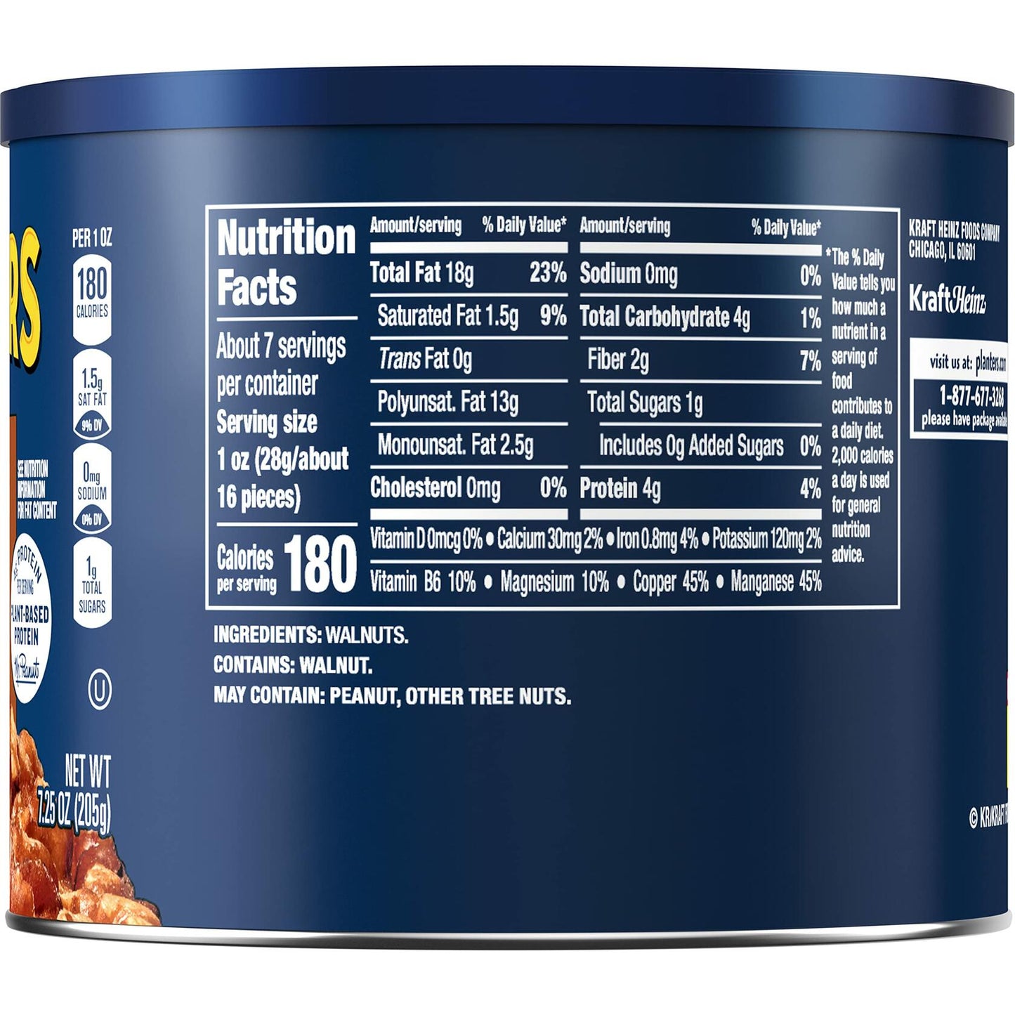 BestBy02/25 PLANTERS Walnuts Individual Nut Snack Pack 7.25oz - Pack of 1