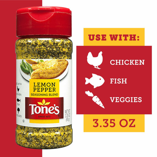 BestBy03/29 Tones Lemon Pepper Seasoning Blend 3.35oz Fresh and Zesty