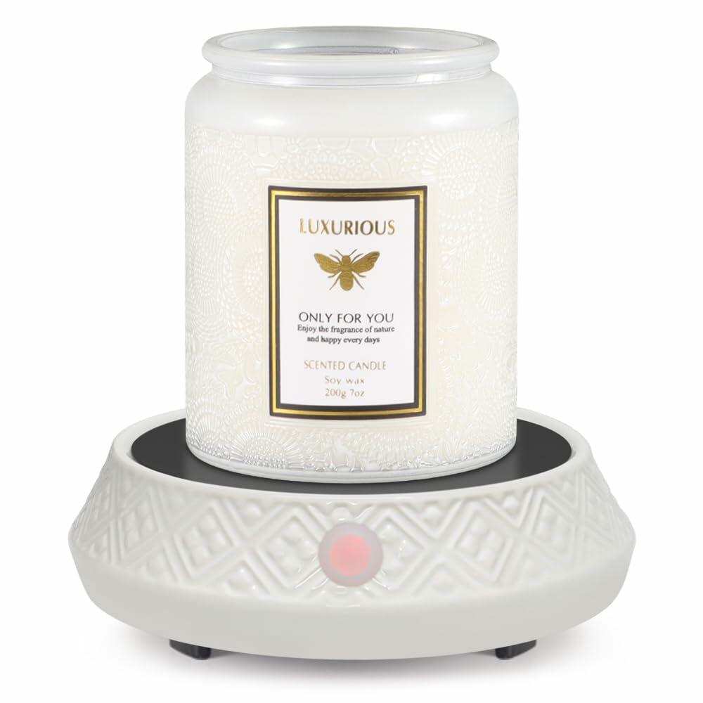 Yankee Candle White Ceramic Candle Warmer with Timer Auto Off for Jar