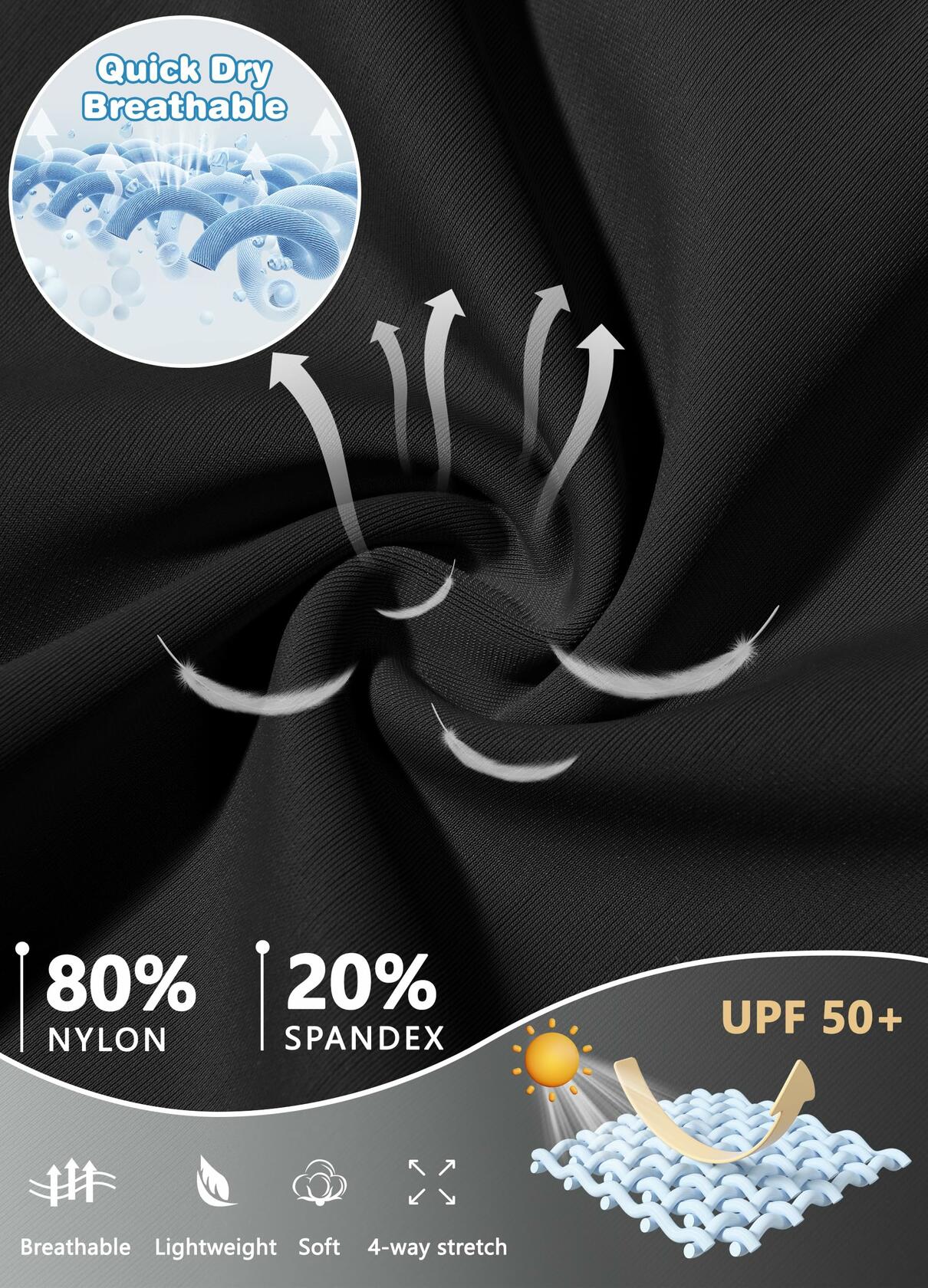 MIVEI Boys UPF 50+ Rash Guard Swim Shirt White Quick Dry Long/Short Sleeve Size